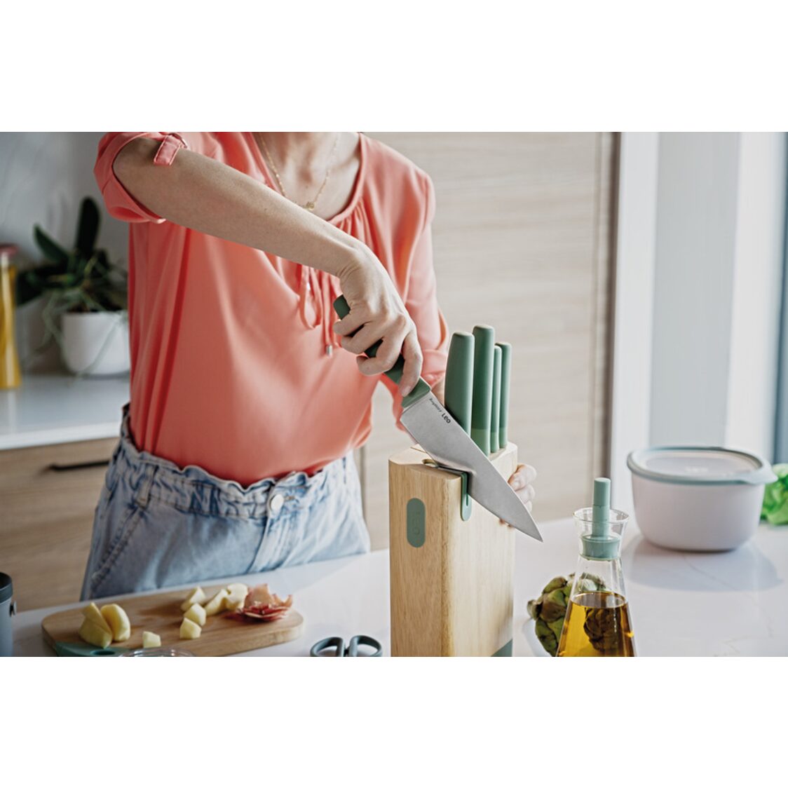 Berghoff 6 - pc Knife Block Set Forest (Built - In Knife Sharpener) Basic - Metro Singapore Departmental Store - Celebrating 69 Years in SG