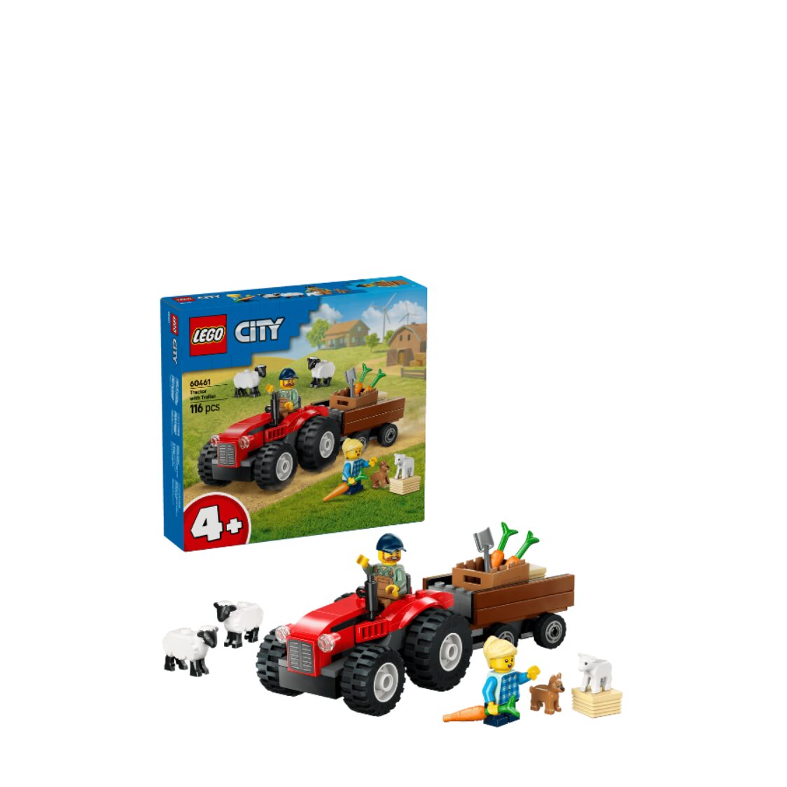 Lego City Red Farm Tractor with Trailer & Sheep 60461