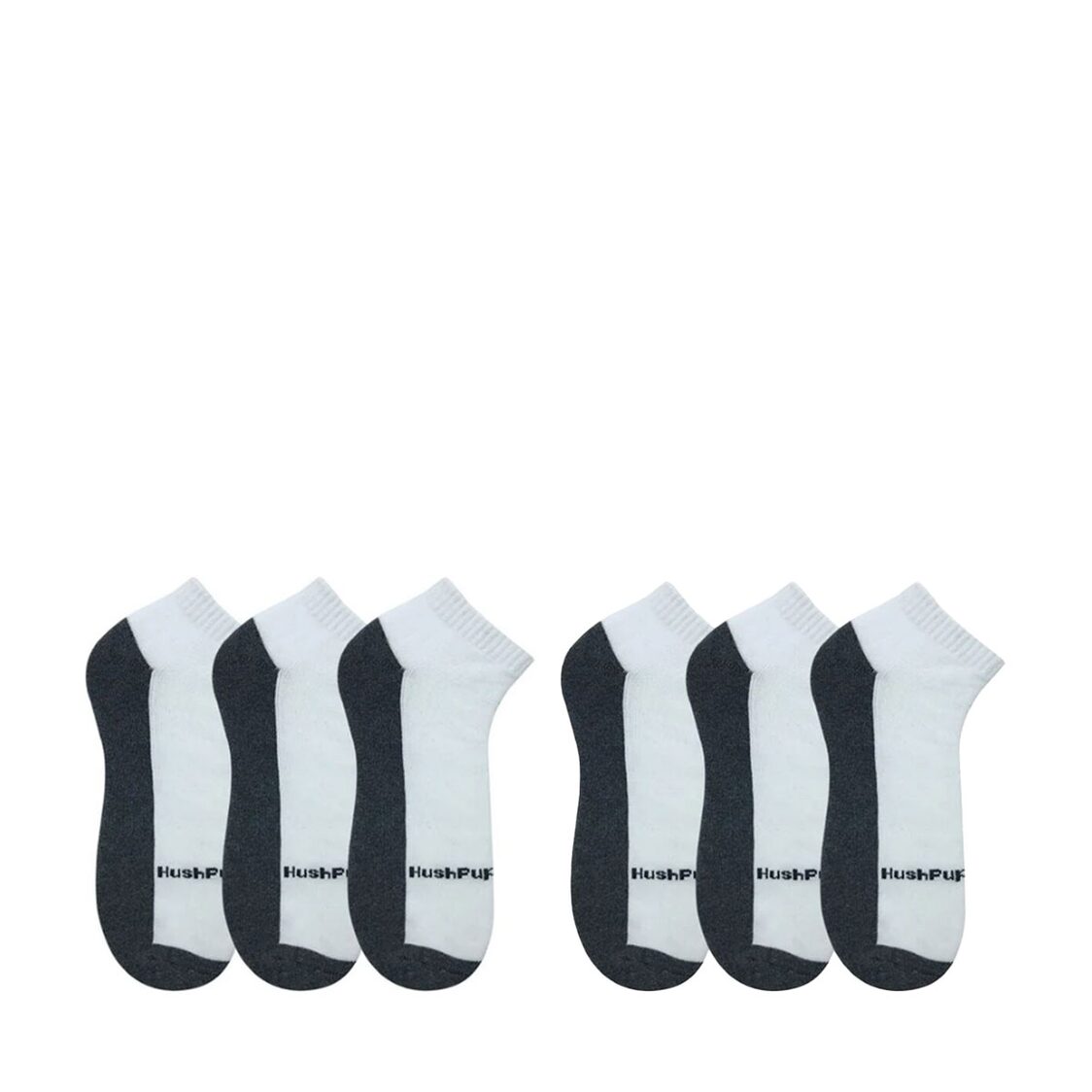 Hush Puppies 2x3 Pairs Men's White Ankle Half Terry Sock 100% Combed Cotton