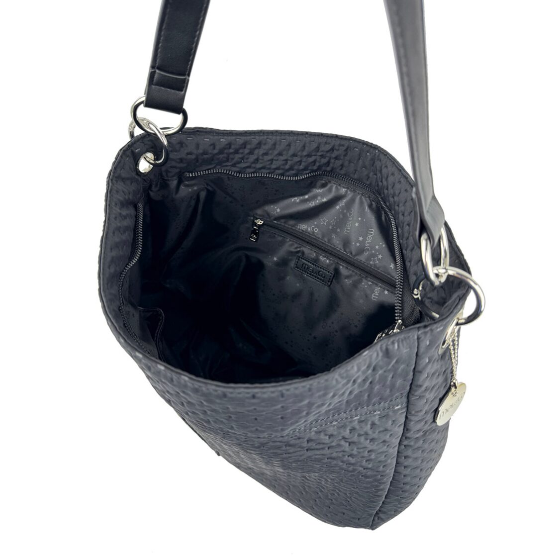 Mel&Co Embossed Nylon Single Handle Bag