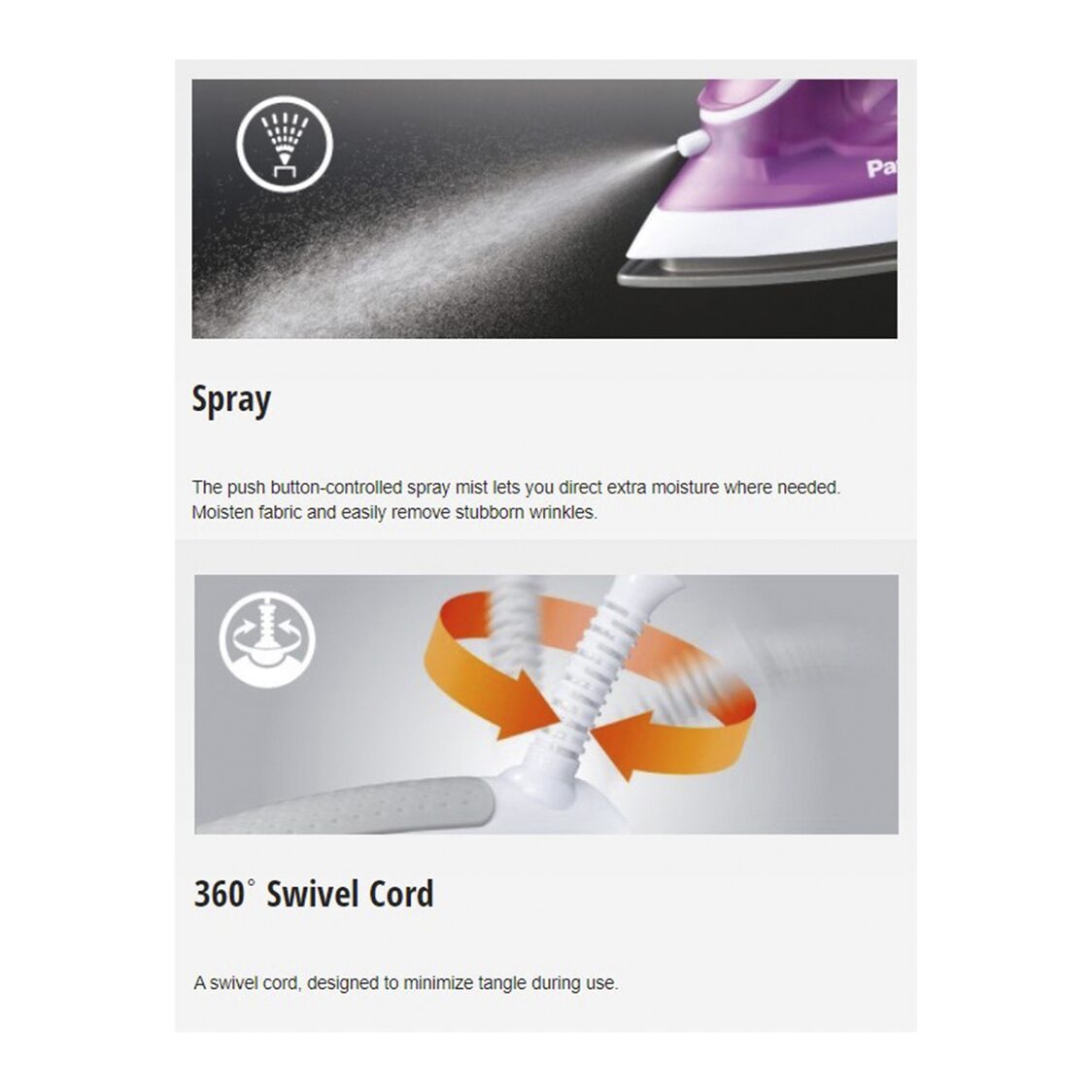 Panasonic Electric Steam Iron 1800W - Violet (NI-M300TVSH)