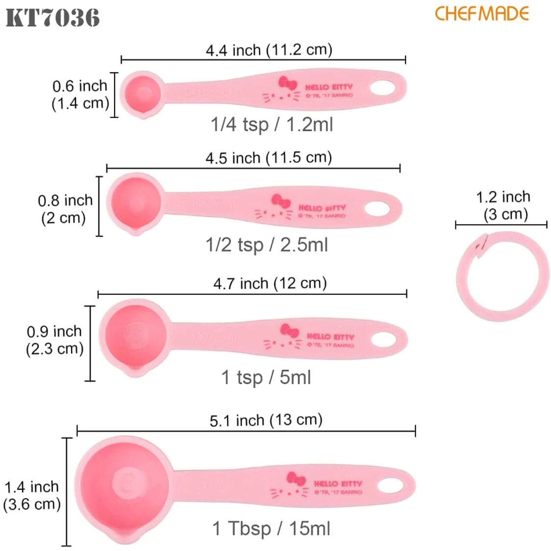 Chefmade PP Measuring Spoon 4Pc Hello Kitty (1898cm-KT7036)
