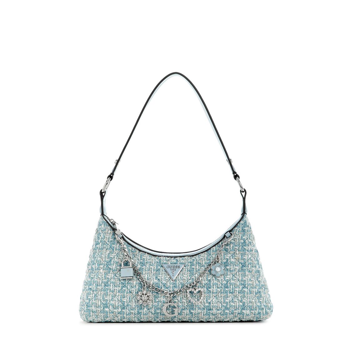 Guess Everlee Top Zip Shoulder Bag - Misty Blue Multi
