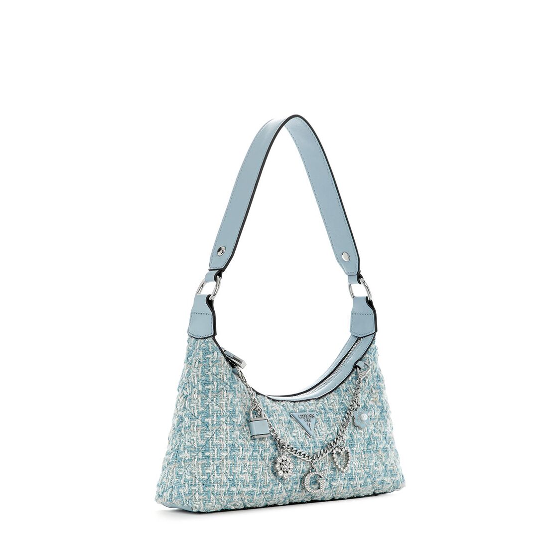Guess Everlee Top Zip Shoulder Bag - Misty Blue Multi