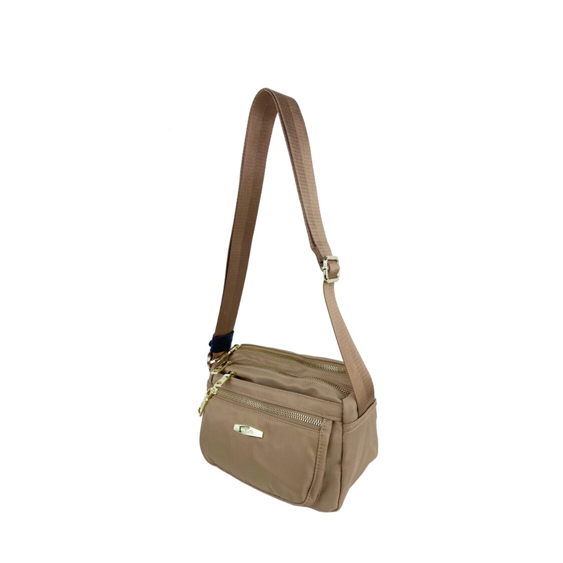Mel&Co Nylon Double-Zip Sling Bag