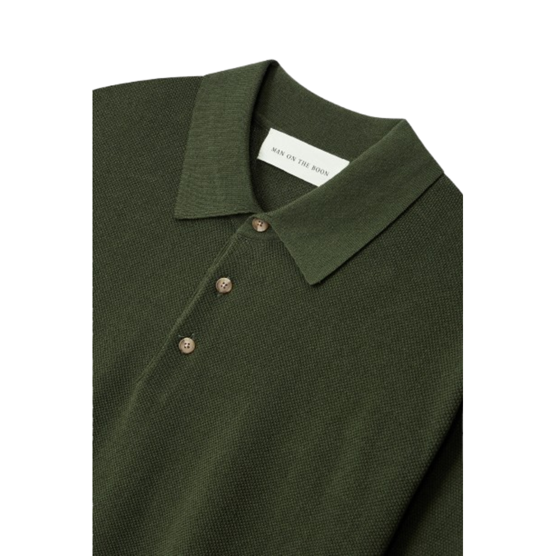 Man On The Boon Texture Relax Fit Polo Olive