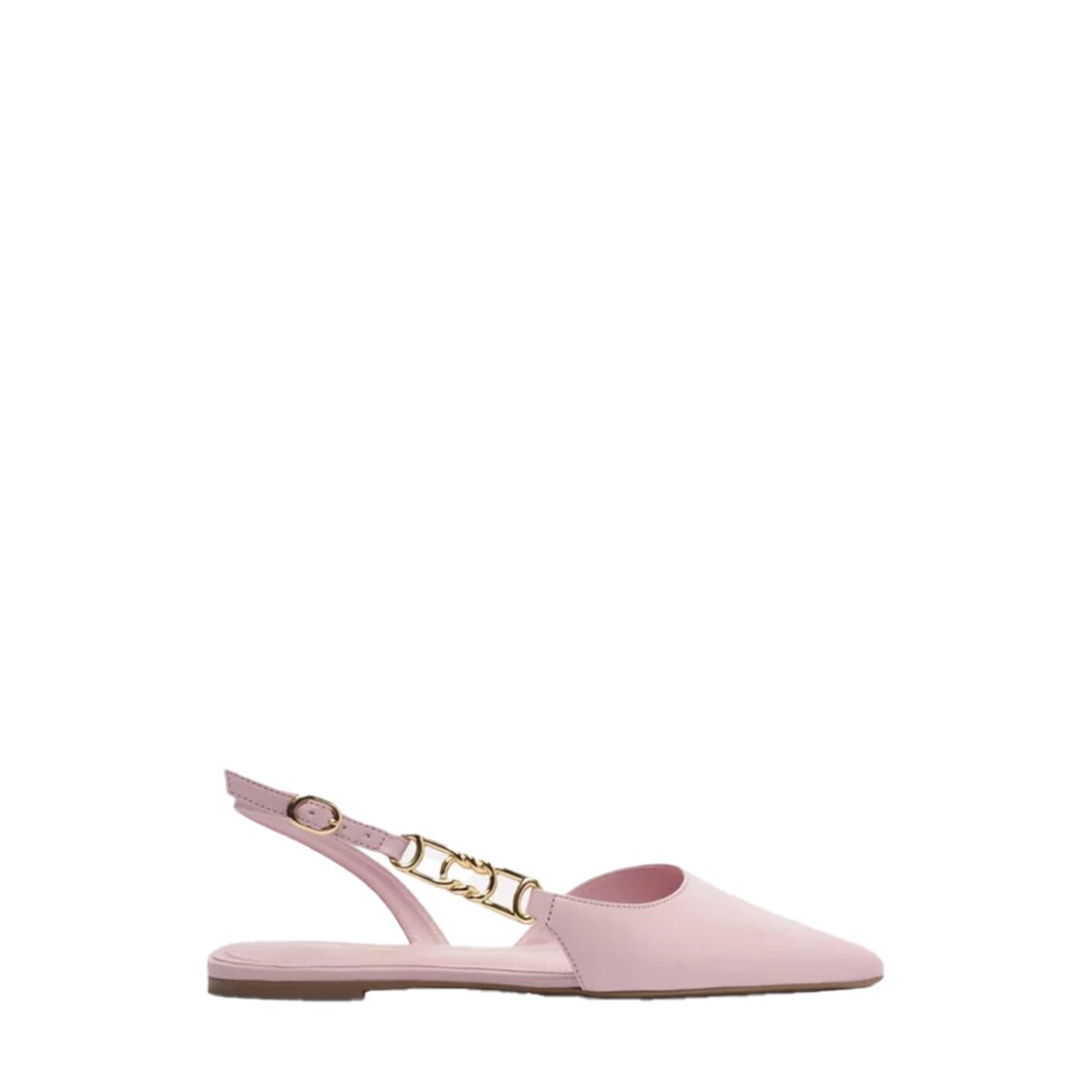 Arezzo Slingback Pointy Toe Leather Flat Purple