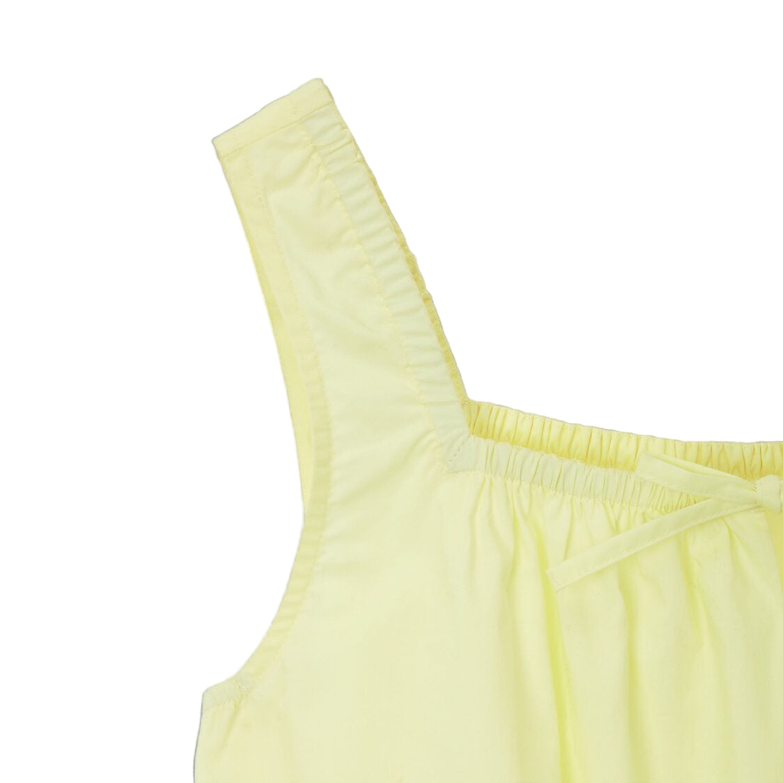 Jaju Women 60s Cotton Shirring Sleeveless Pajama Shirt Yellow