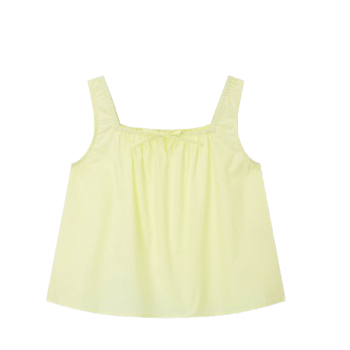 Jaju Women 60s Cotton Shirring Sleeveless Pajama Shirt Yellow