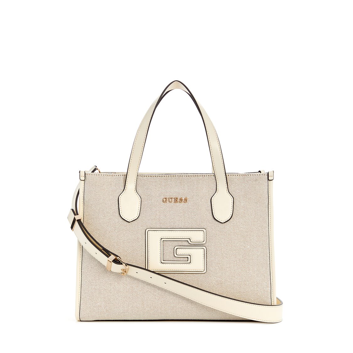 Guess G Status 2 Compartment Tote - Natural/Off White