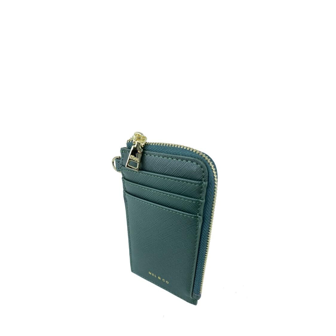 Mel&Co Saffiano-Effect L-Zip Lanyard Card Holder