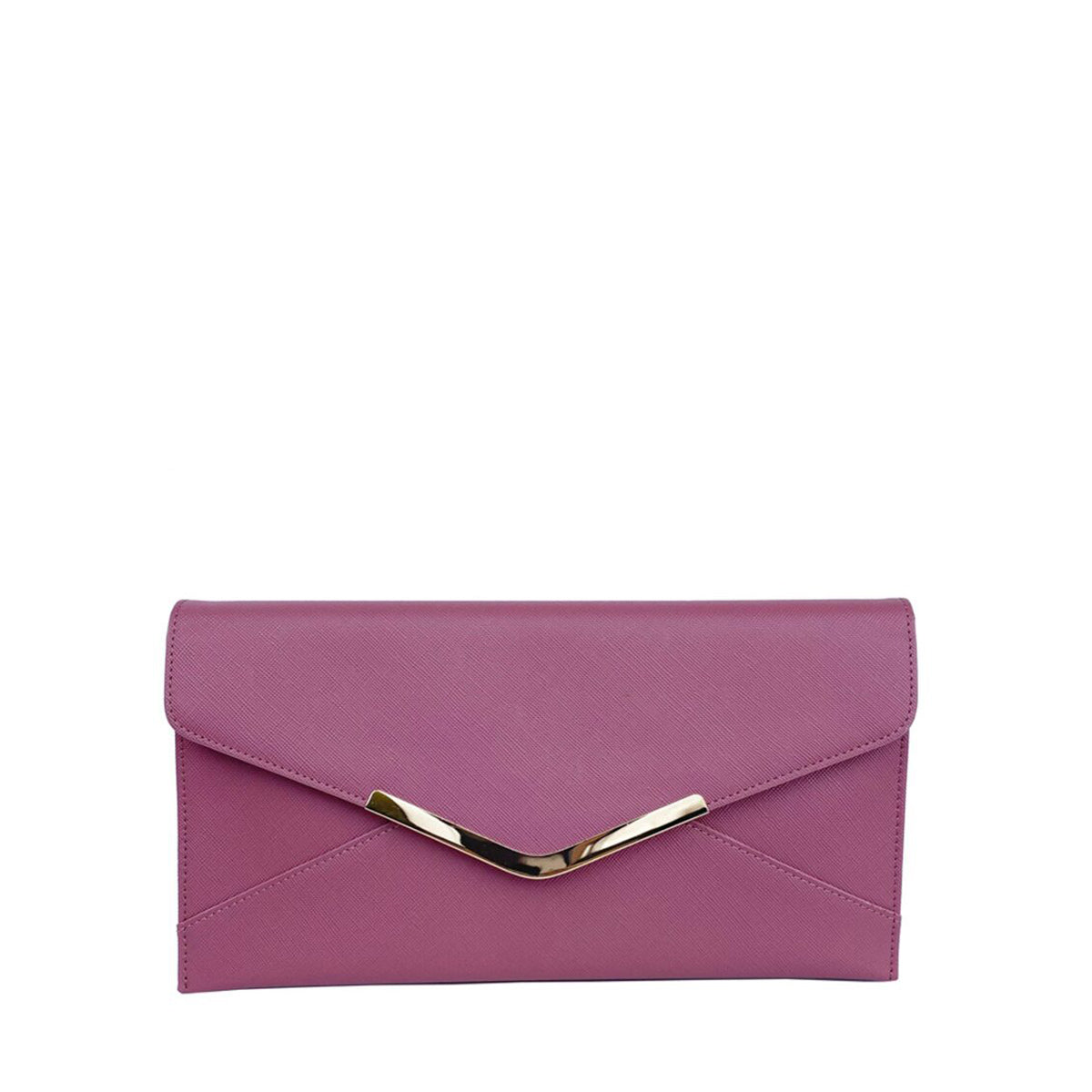 Mel&Co Saffiano Leatherette Envelope Clutch with Chain