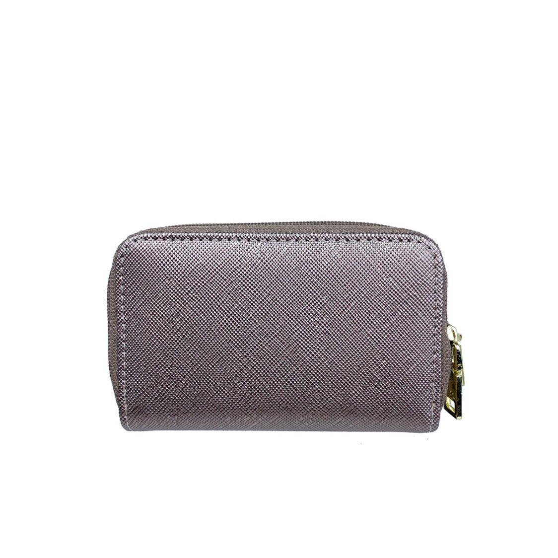 Mel&Co Saffiano Leatherette Double Zipper Pouch with Key Clips