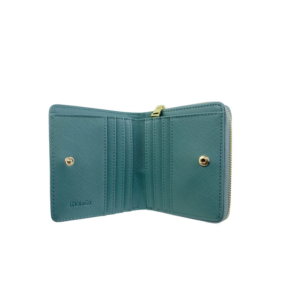 Mel&Co Saffiano Leatherette Snap Wallet With Zip-Around Compartment