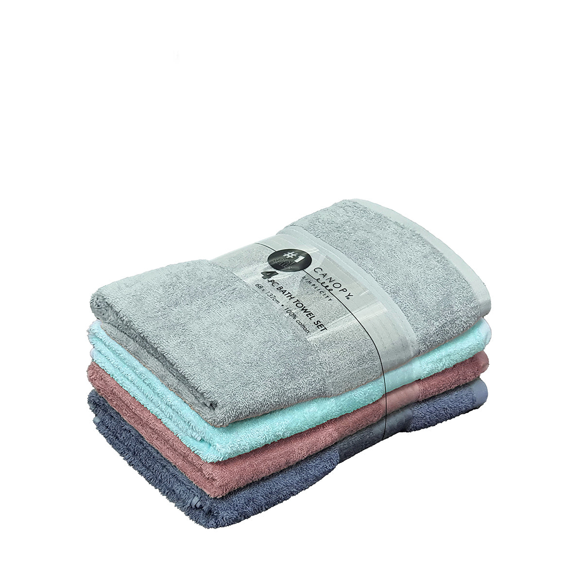 Canopy 4 Piece Rise Bath Towel Assorted Colors Set (#1 Best Seller) 68x137cm