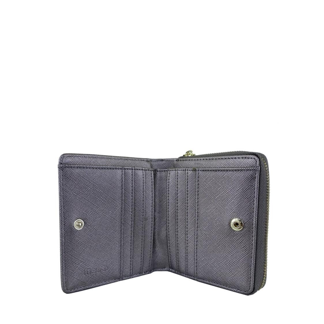 Mel&Co Saffiano Leatherette Bifold Zip Coin Card Wallet