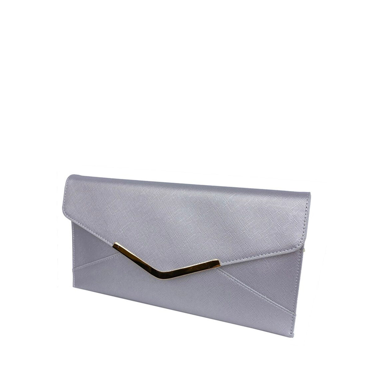 Mel&Co Saffiano Leatherette Envelope Clutch with Chain