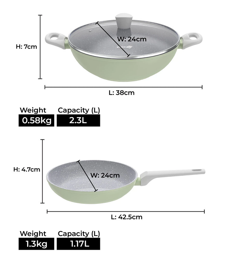 La Gourmet Shogun Smart 3pcs Ceramic Cooking Set- Green LGSNST429902