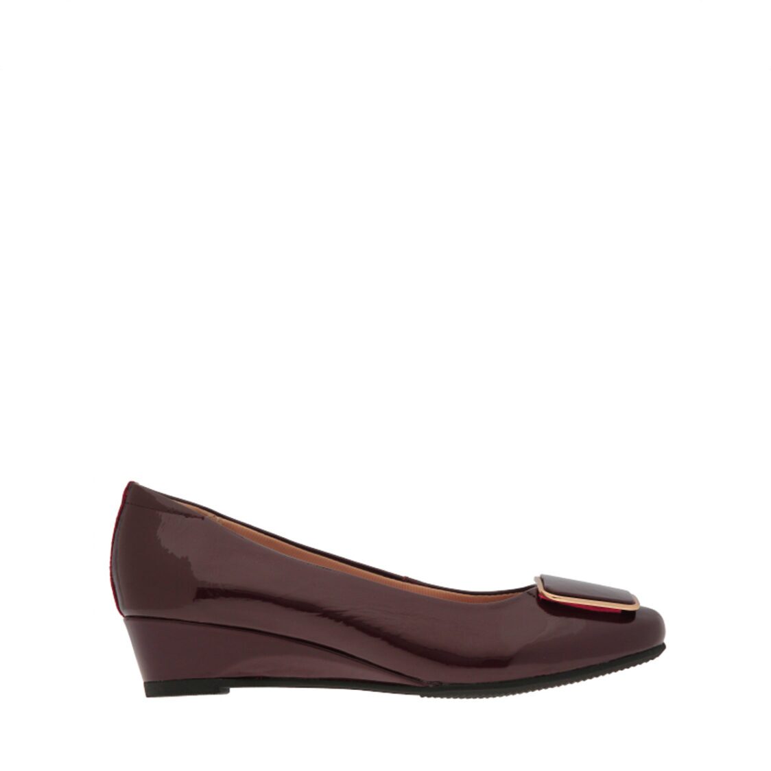 Caratti 1992 Leather Wedged Heels with Buckle (Short) - Maroon - Metro Singapore Departmental Store - Celebrating 69 Years in SG