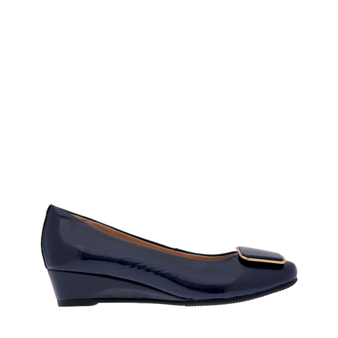 Caratti 1992 Leather Wedged Heels with Buckle (Short) - Navy - Metro Singapore Departmental Store - Celebrating 69 Years in SG