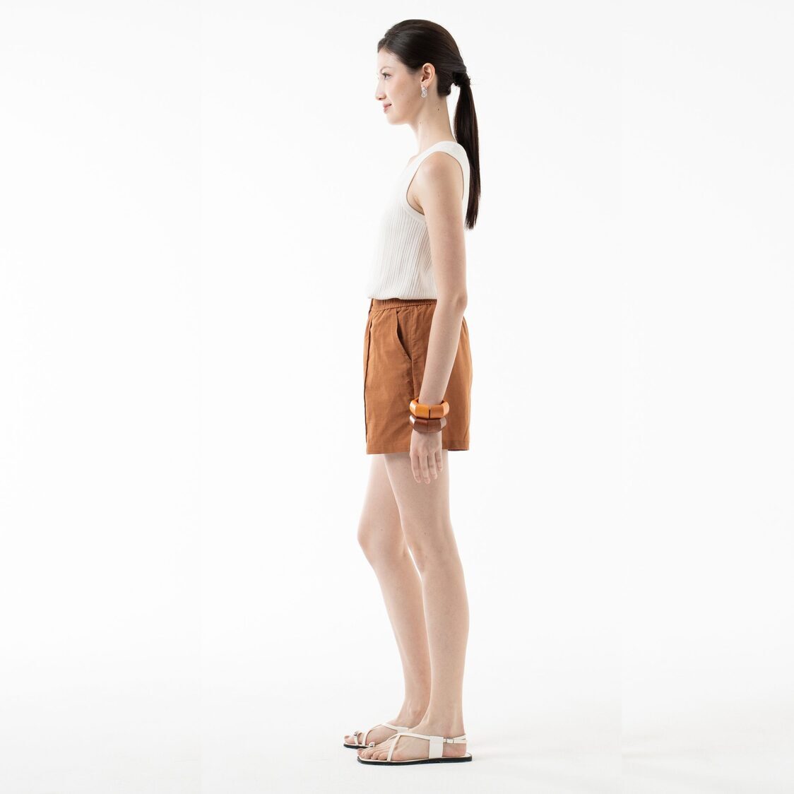 K/Woods Essential Linen Shorts in Caramel