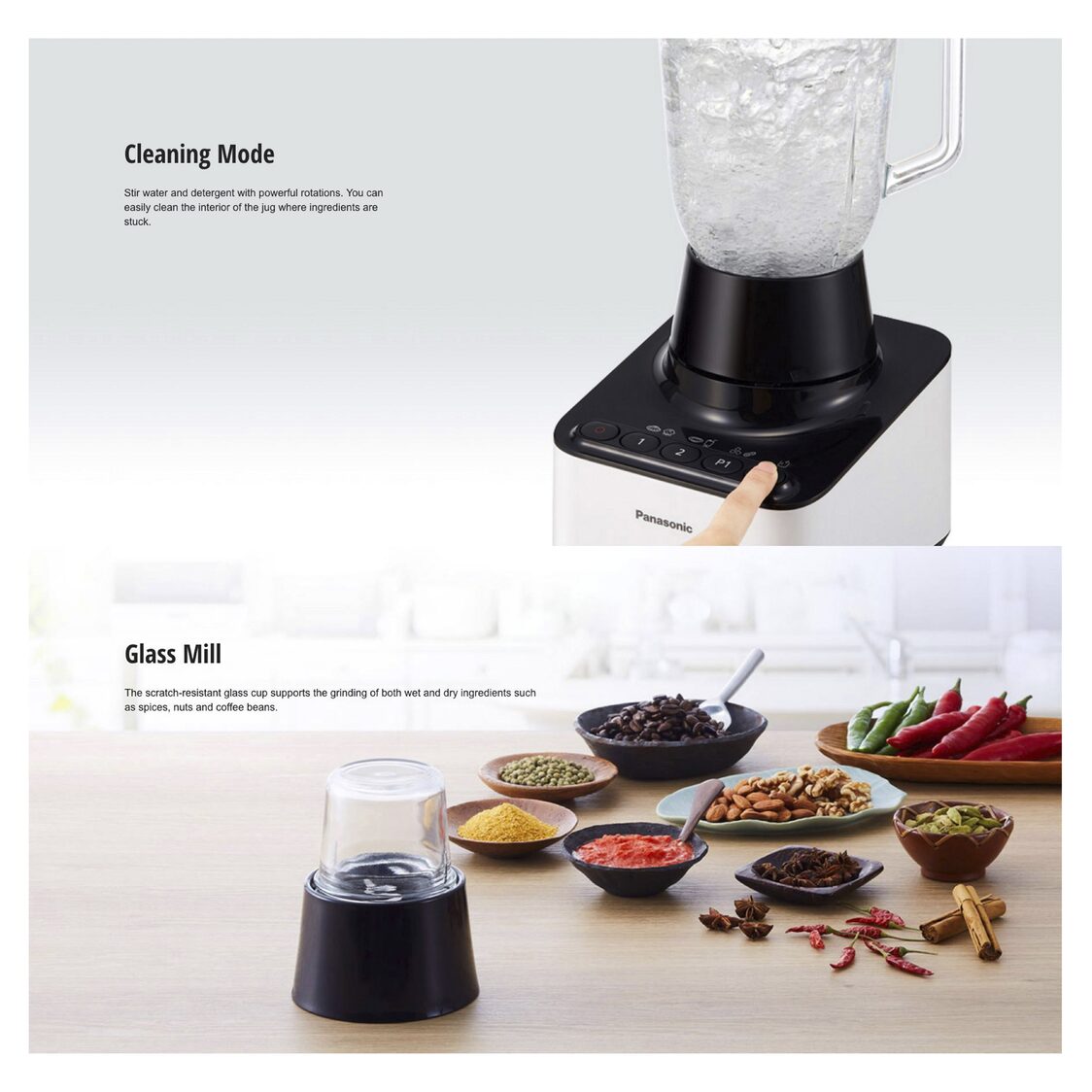 Panasonic Glass Jar Blender with Dry Mill 2.0L 600W (MX-V310)