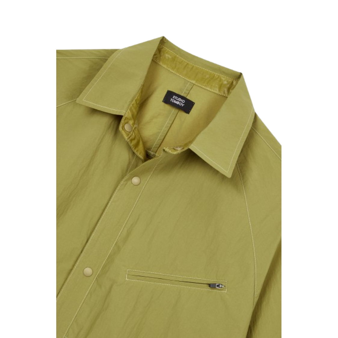 Studio Tomboy Chest Zipper Decoration Raglan Shirt Olive