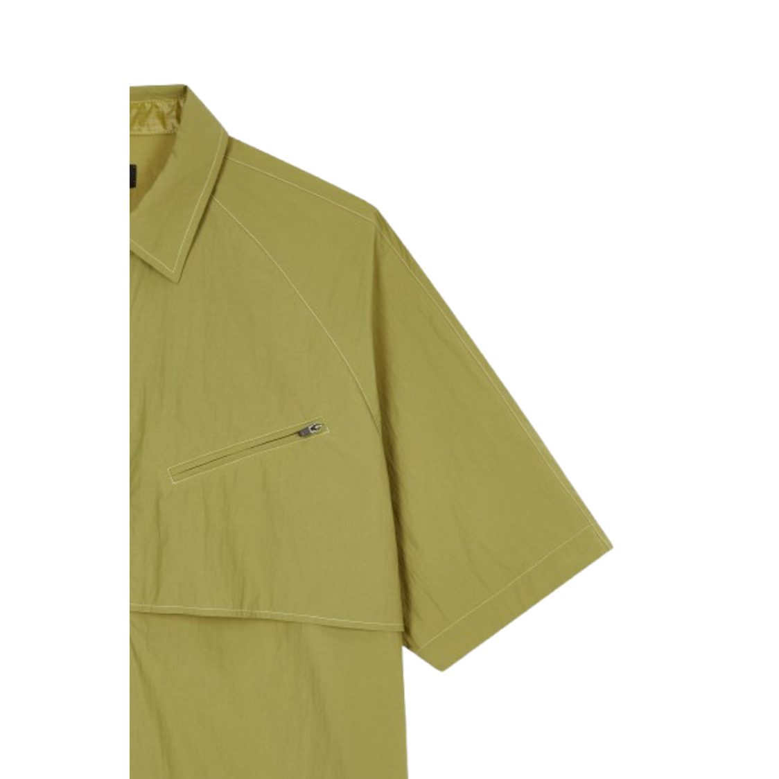 Studio Tomboy Chest Zipper Decoration Raglan Shirt Olive