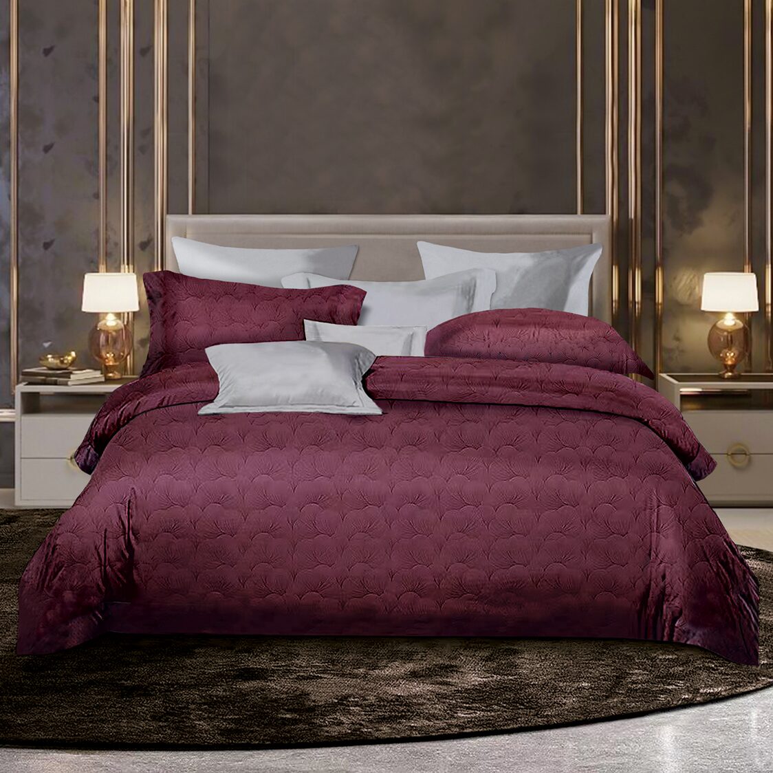 Charles Millen Signature Collection, 100% Supreme Long Staple Cotton, 1200TC Deluxe Fitted Sheet Set / Bed Set - Talia - Barn Red - Metro Singapore Departmental Store - Celebrating 69 Years in SG