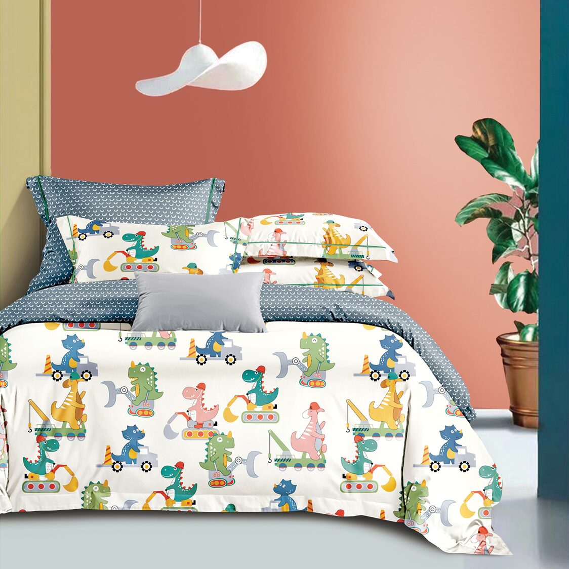 Charles Millen The Gang 62IV Dinoloper (Barley White) - Fitted Sheet Set - Metro Singapore Departmental Store - Celebrating 69 Years in SG
