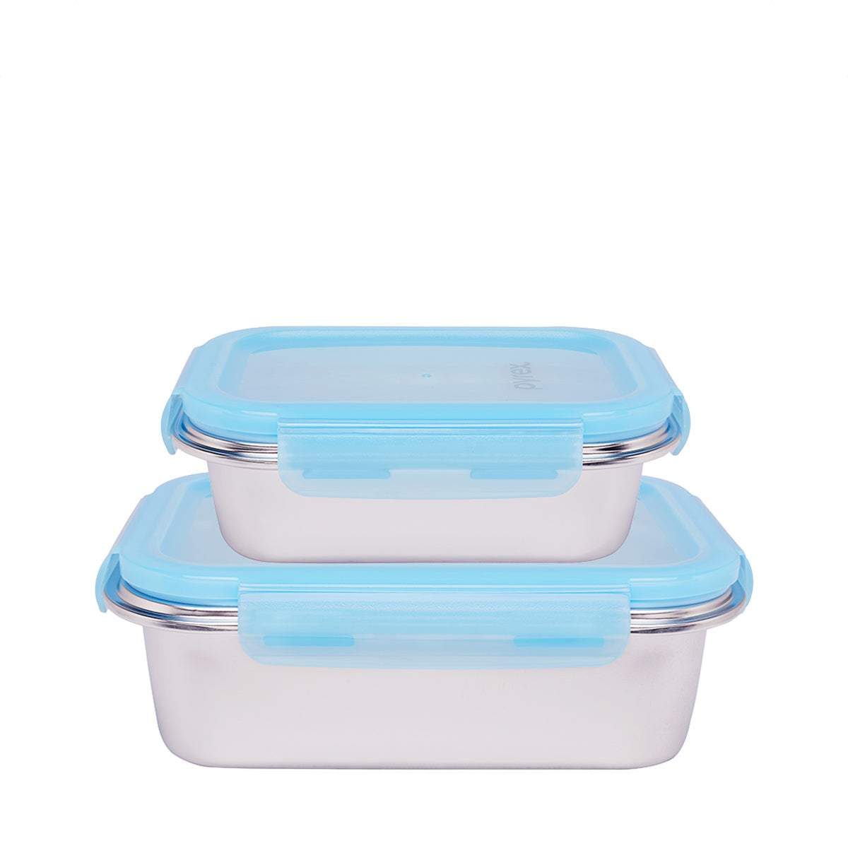Pyrex 2pc Stainless Steel Storage Set With Lid - Blue (PX-SS4RT-BL/SG)