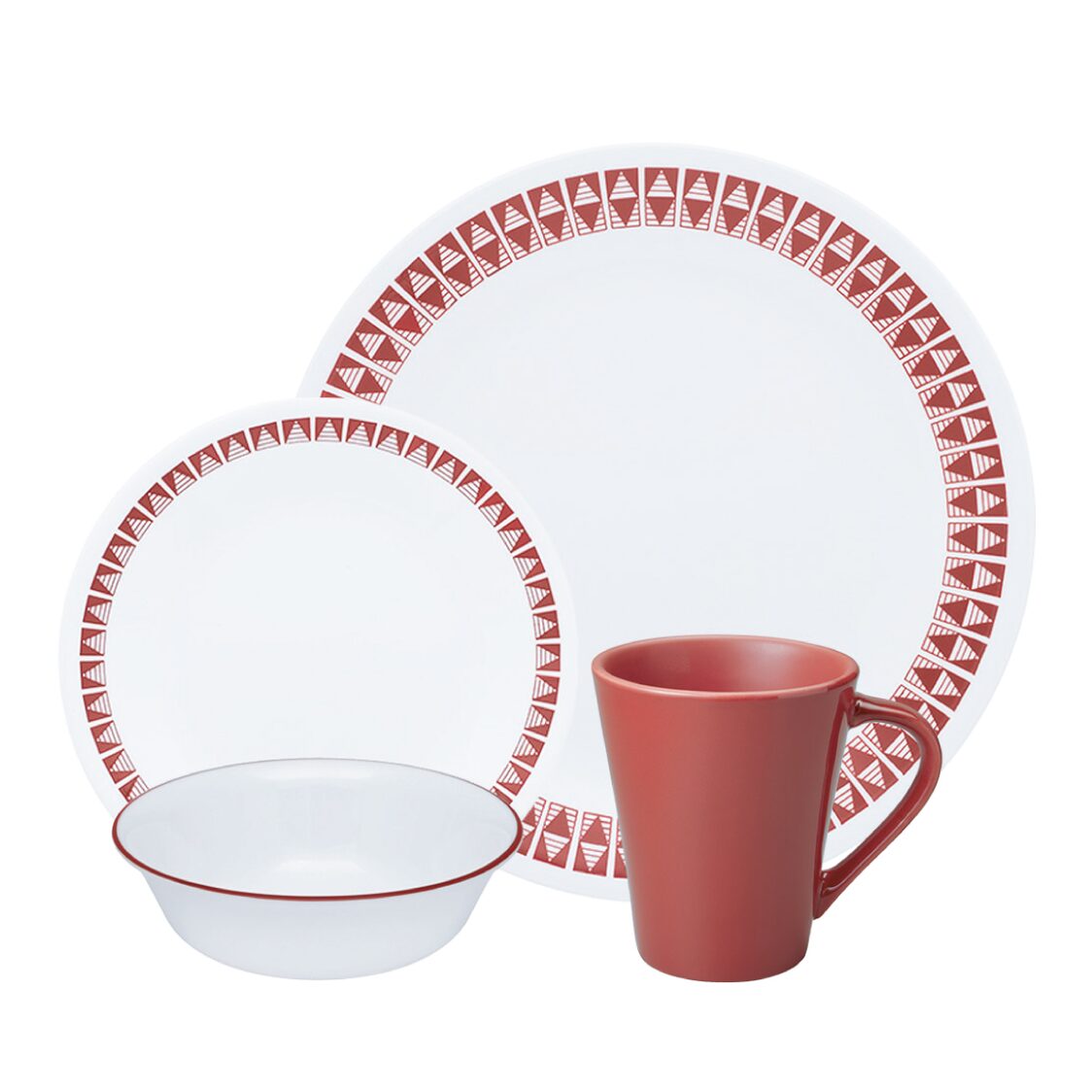Corelle 16pc Dinner Set - Red Wheeler Diamond - Metro Singapore Departmental Store - Celebrating 69 Years in SG