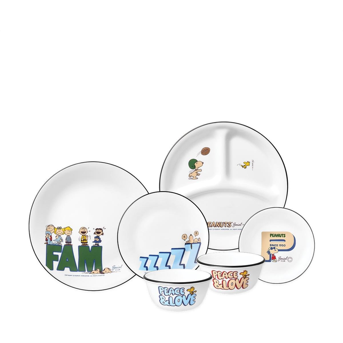 Corelle 6pc Dinner Set - Peanuts 75 Limited Edition 6H - SP75 - SS - Metro Singapore Departmental Store - Celebrating 69 Years in SG