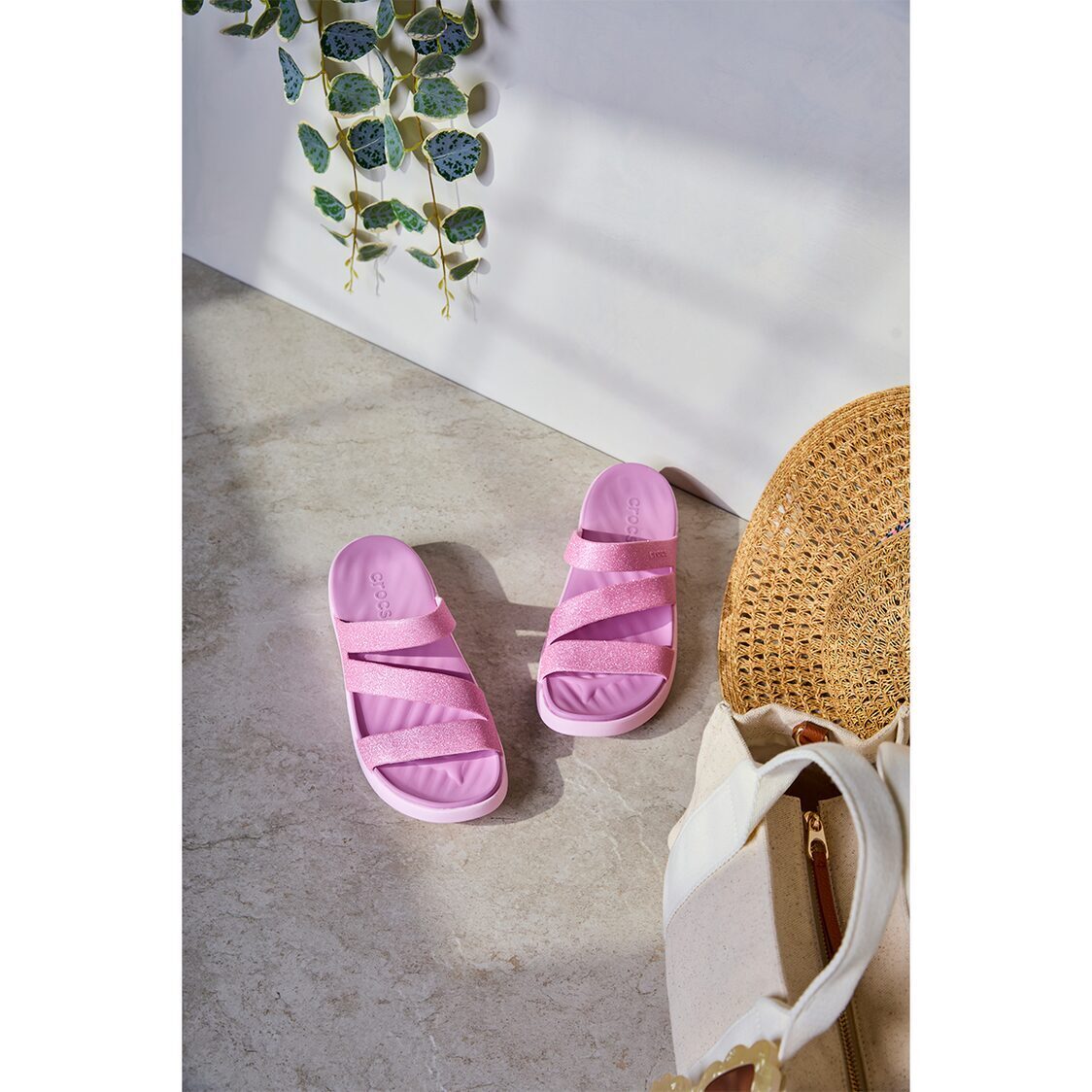 Crocs Getaway Glitter Strappy - Pink Milk - Metro Singapore Departmental Store - Celebrating 69 Years in SG