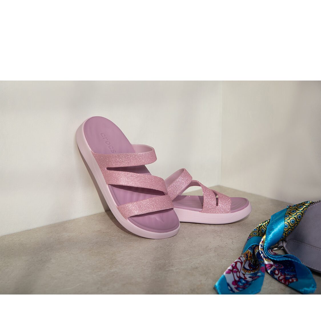 Crocs Getaway Glitter Strappy - Pink Milk - Metro Singapore Departmental Store - Celebrating 69 Years in SG