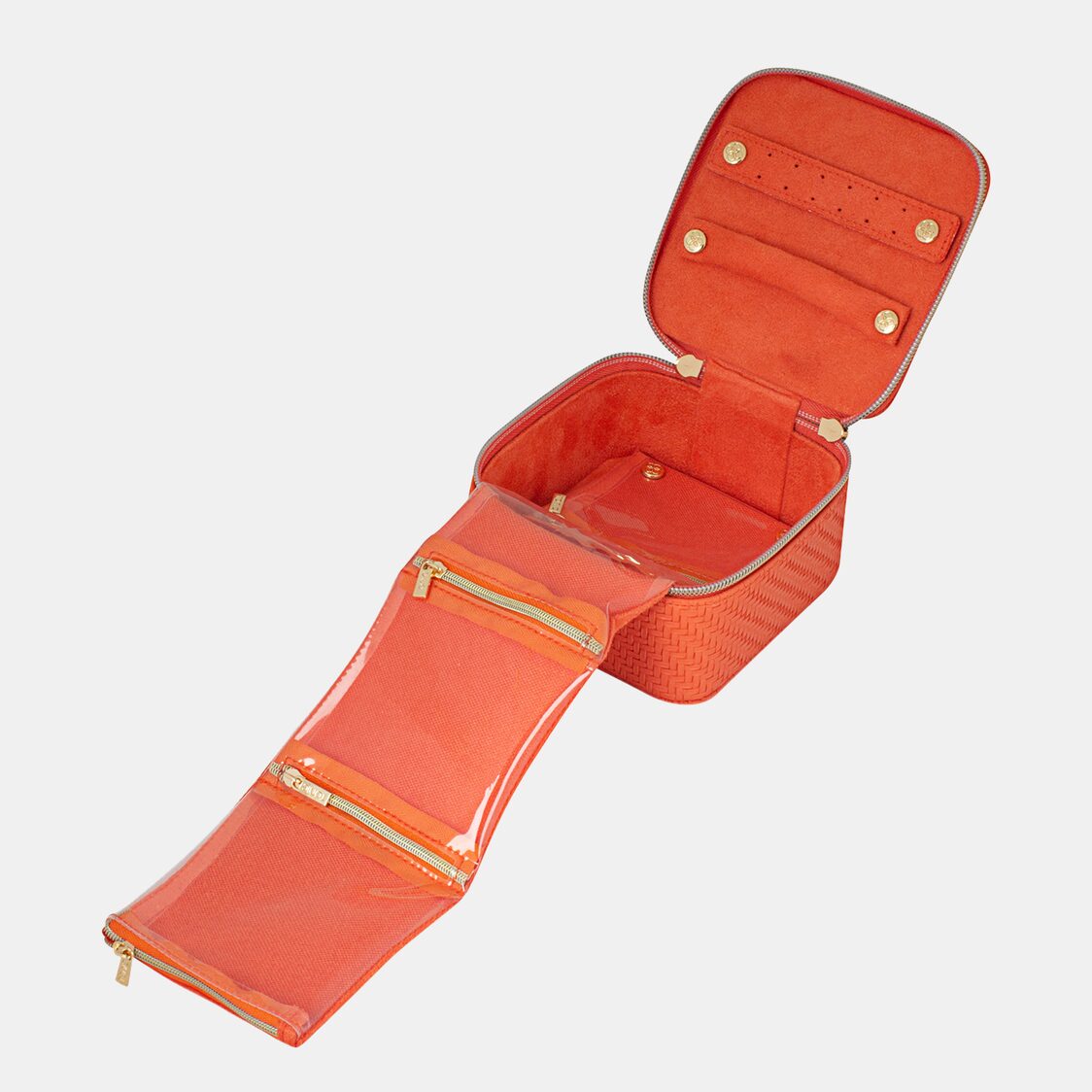 Tonic Herringbone Small Jewelery Cube In Tangerine 44019