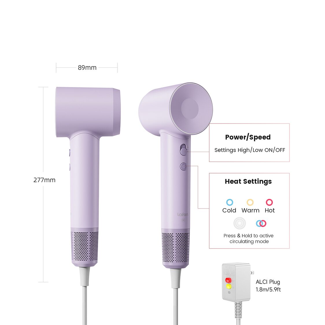 Laifen SE High-speed Hair Dryer Negative Ionic Fast Drying Low Noise Thermo-Control Long Lasting - Blue