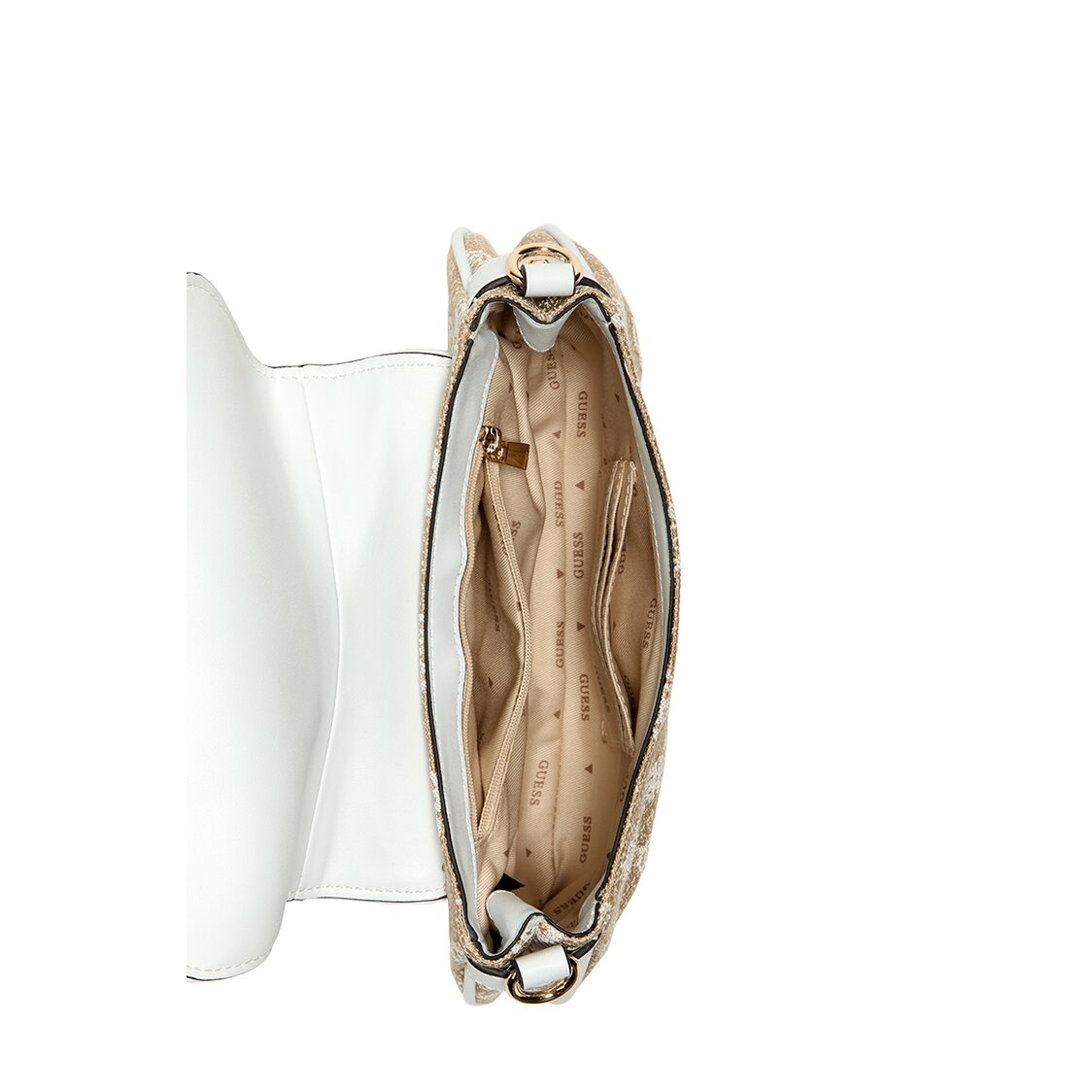 Guess Beyza Flap Shoulder Bag - White Logo