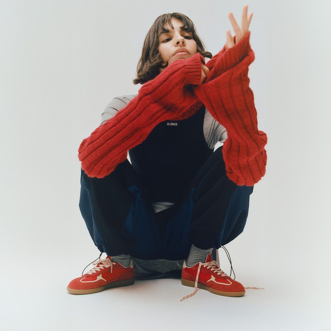 Alohas Tb.490 Rife Sheen Red Leather Sneakers