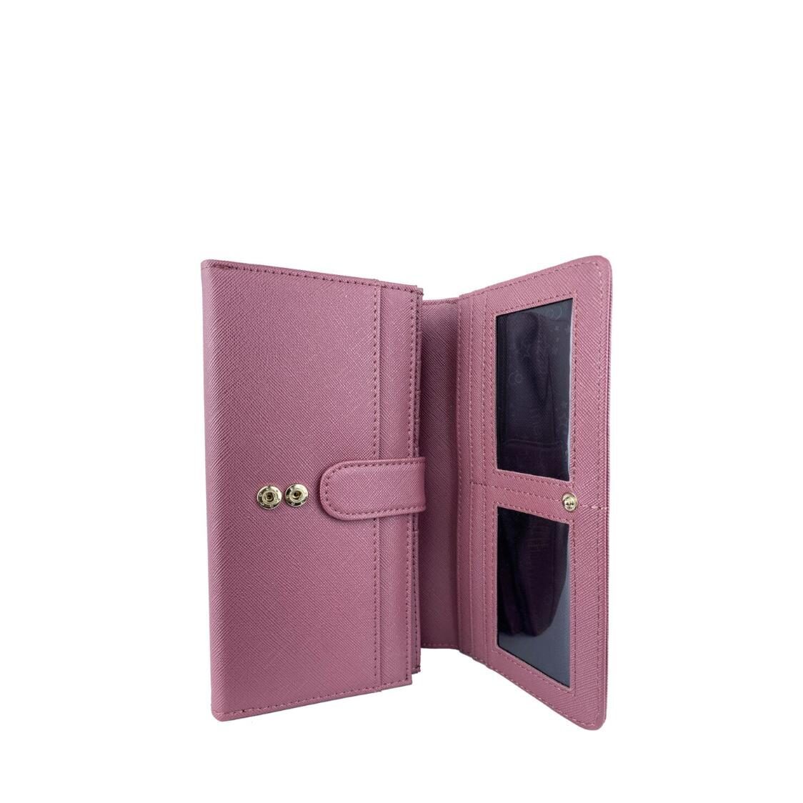 Mel&Co Saffiano Leatherette Tri-Fold Flap Large Wallet