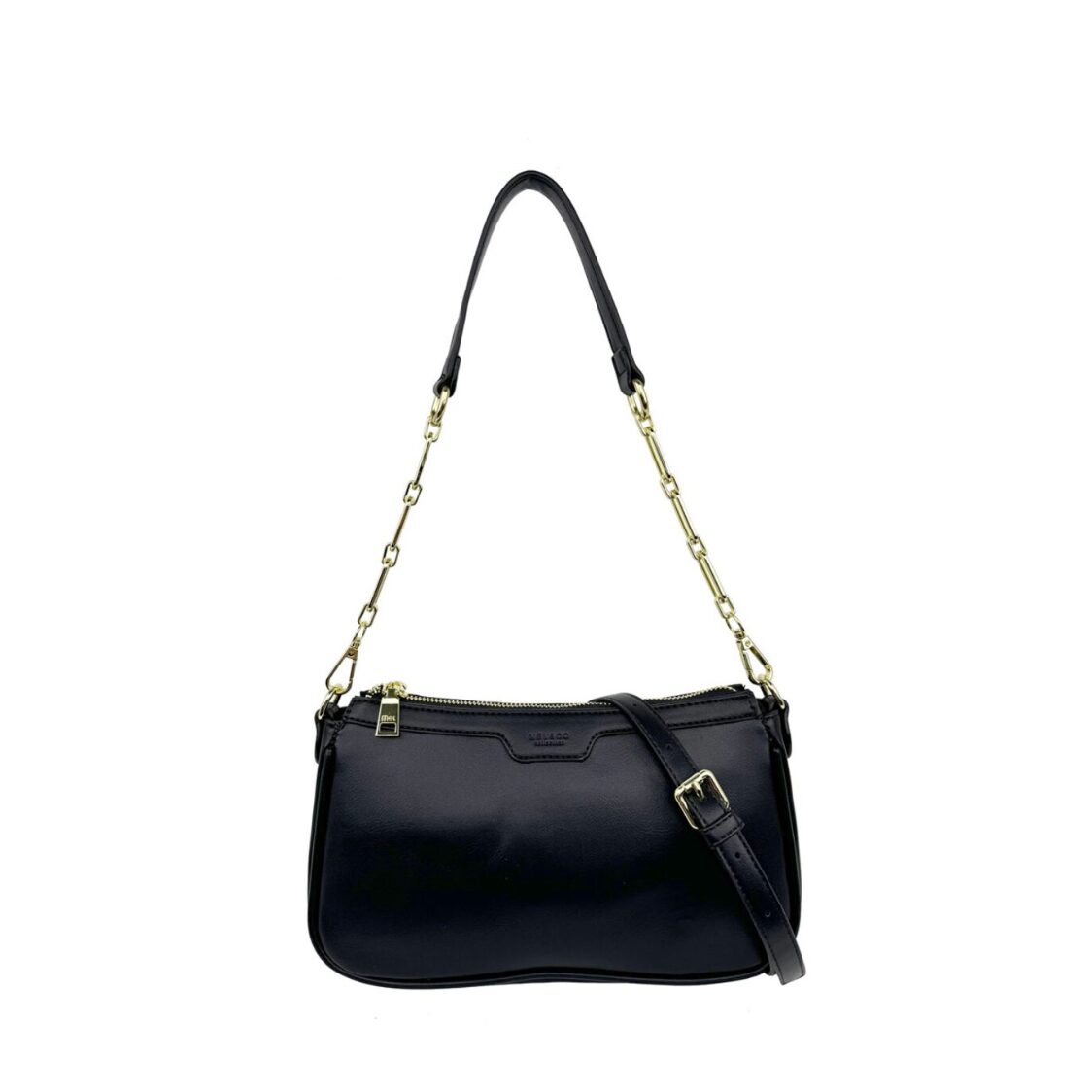 Mel&Co Faux Nappa Leather Semi-Chain Shoulder Bag
