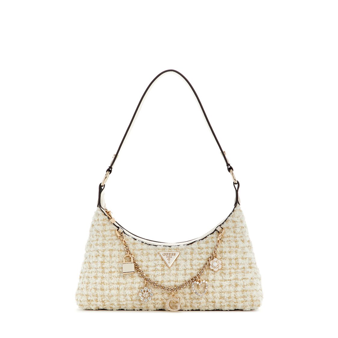 Guess Everlee Top Zip Shoulder Bag - Ivory