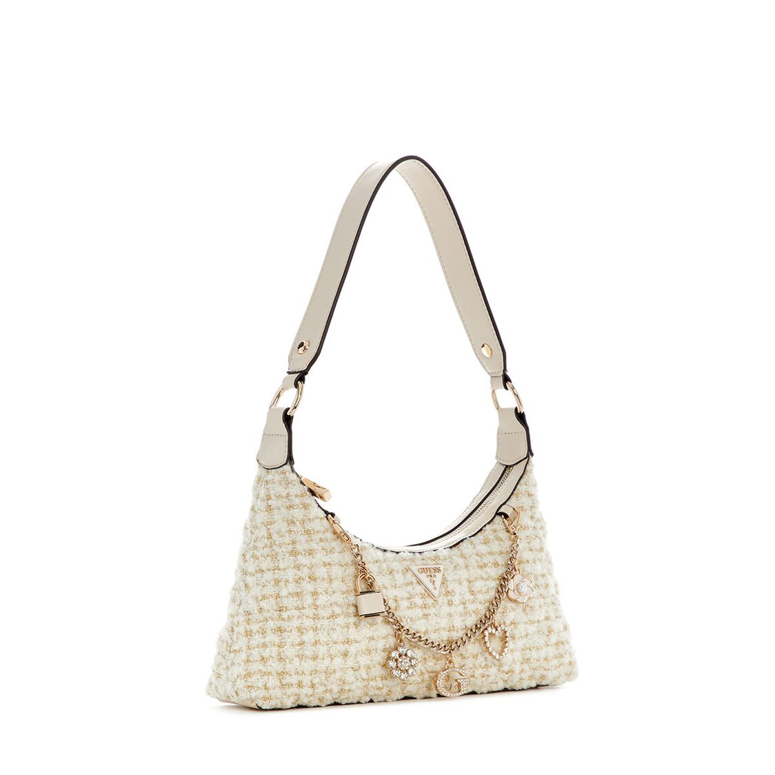 Guess Everlee Top Zip Shoulder Bag - Ivory