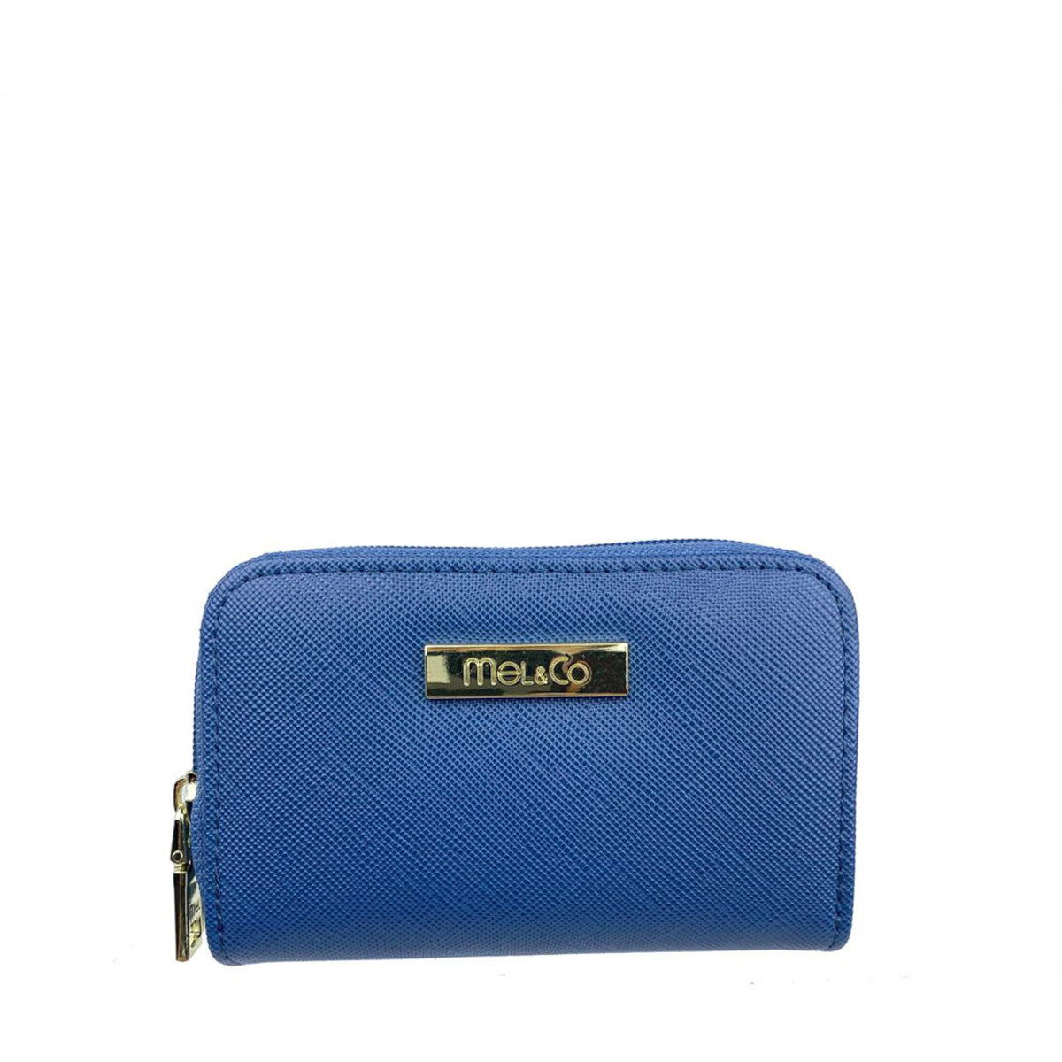 Mel&Co Saffiano Leatherette Double Zipper Pouch with Key Clips