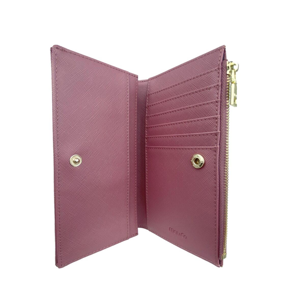 Mel&Co Saffiano Leatherette Bi-Fold Snap Long Wallet