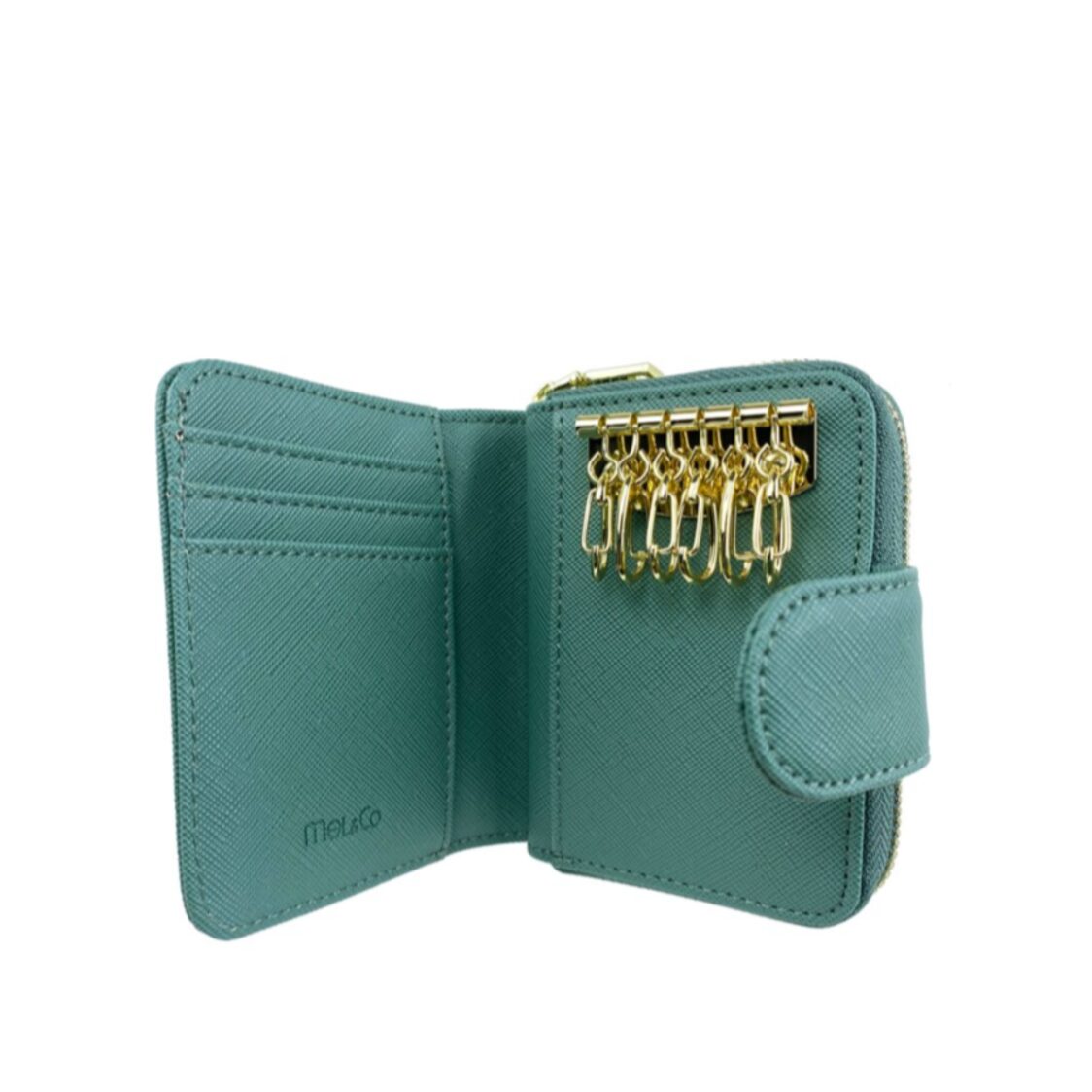 Mel&Co Saffiano Leatherette Key Holder with Zipped Gusset