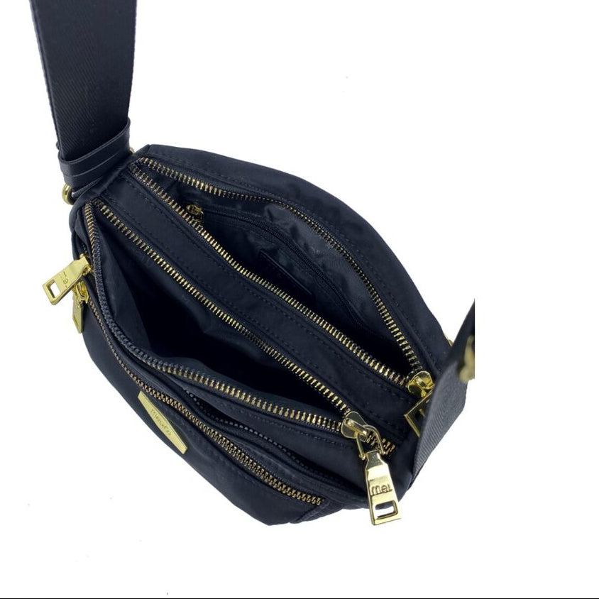 Mel&Co Nylon Double-Zip Sling Bag