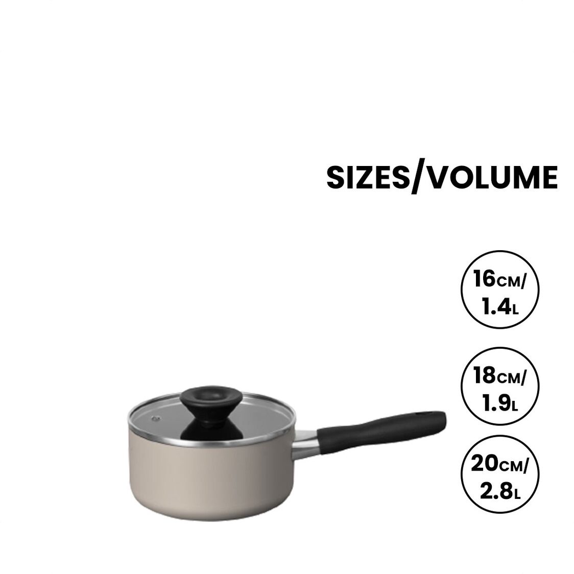 Meyer Bauhaus Nonstick Warm Grey Covered Saucepan