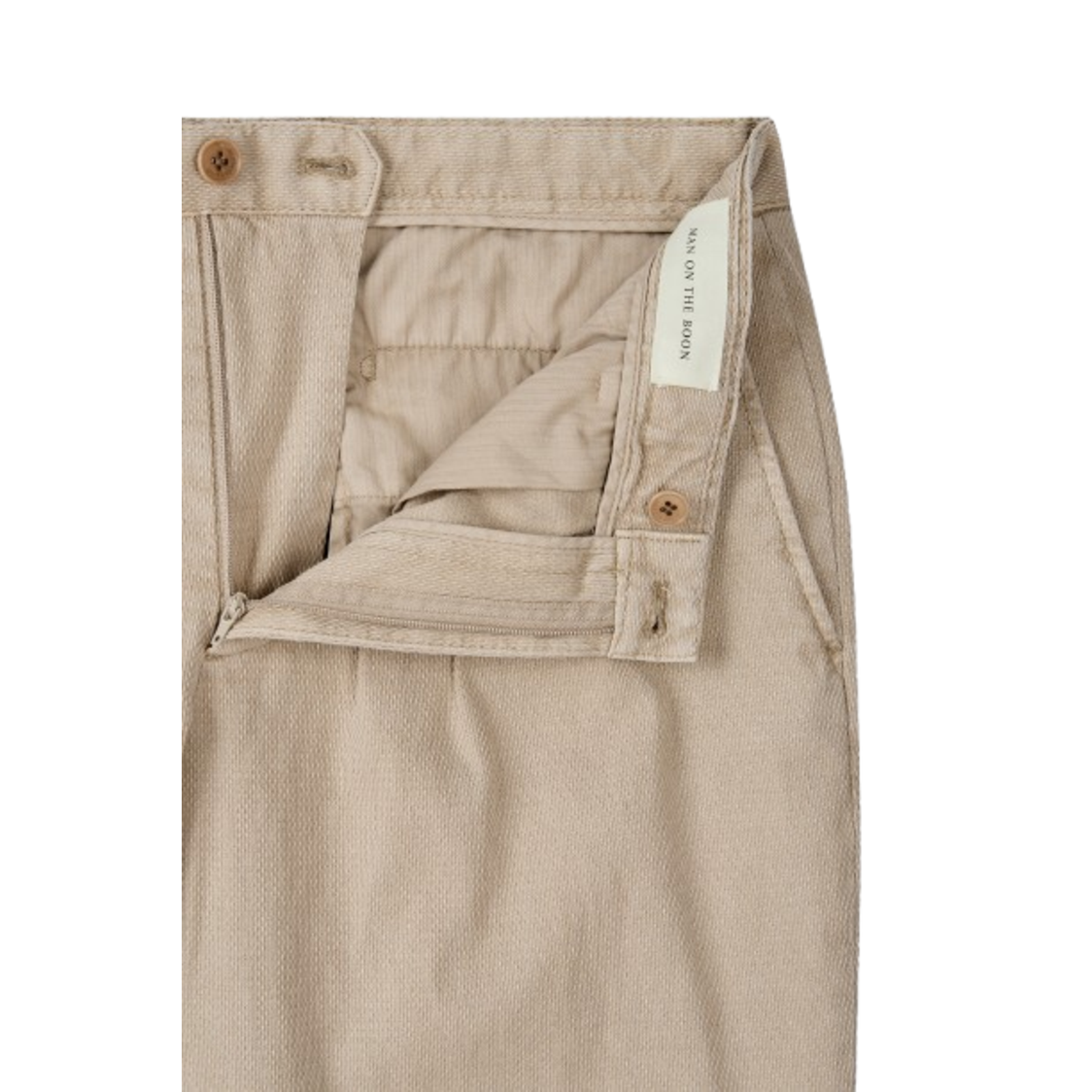 Man On The Boon Texture Tapered Pants Beige
