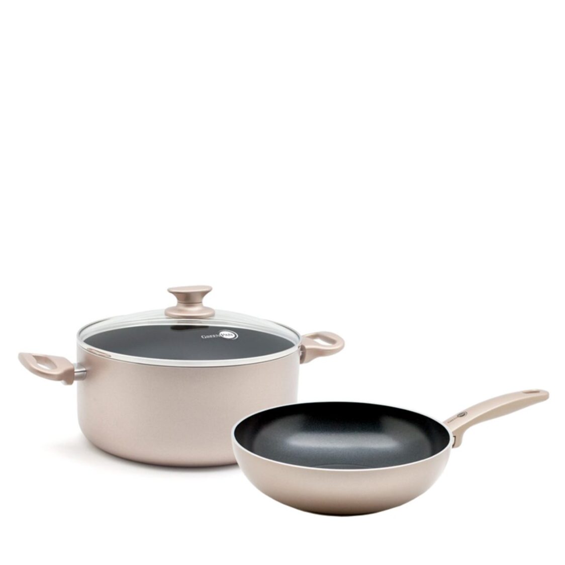 Green Pan Cambridge Bronze Ceramic 24cm Casserole + 24cm Open Wok Set